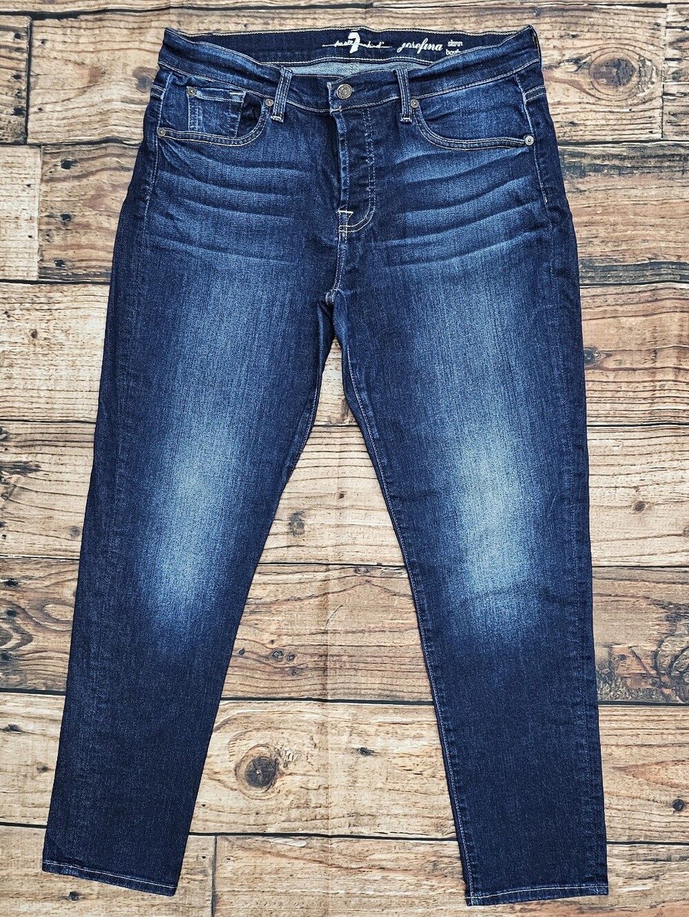 7 For All Mankind Josefina Skinny Boyfriend Faded Dark Wash Jean Women's Size 29